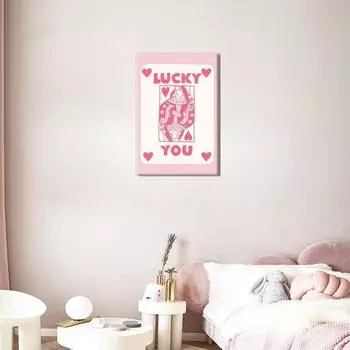 Плакаты без рамы, настенный декор, розовые принты LUCKY YOU, живопись, подарки для девочек-подростков, спальня, общежитие