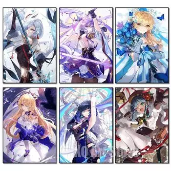 Плакаты Fischl, картины на холсте, Eula HD, картина Genshin Impact, подвесные свитки, настенные художественные принты, домашний декор Cuadros, бескаркасный 21x30cm No Framed