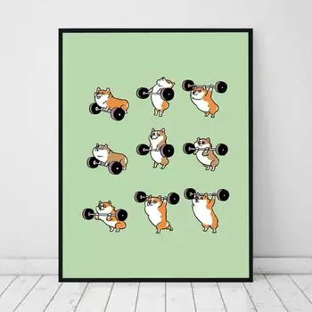 Плакаты и гравюры для силовых тренировок, веселые картины маслом с животными, посвященными тяжелой атлетике 21cm30cm NoFrame