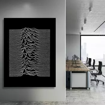 Плакаты и принты Black Joy Division Unknown Pleasures, музыкальный постер, настенные художественные фотографии, холст, картина для спальни, домашний декор (с рамкой) 15*20cm(with frame)