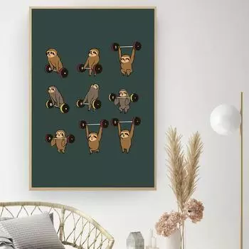 Плакаты и принты для силовых тренировок, забавные подъемные животные, холст, картина, абстрактные настенные картины для гостиной, домашний декор 21cm30cm NoFrame