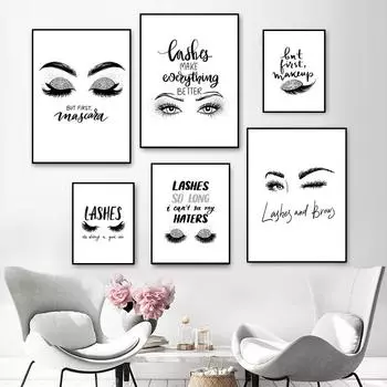 Плакаты и принты, макияж, наращивание ресниц, настенные картины для художественного салона, абстрактная картина для ресниц, декор для салона красоты HD0105 21x30cm no frame