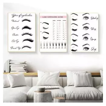 Плакаты и принты, настенная живопись для макияжа, декор для салона, подарок для девочек, современная мода, холст, краска для наращивания ресниц, руководство для технических специалистов 21cm30cm NoFrame