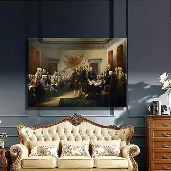 Плакаты и принты Настенная живопись Картина на холсте Декларация независимости Джона Трамбулла Декоративные картины для стены гостиной 21*30cm