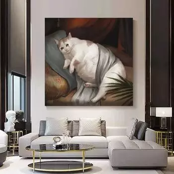 Плакаты и принты с изображением плачущего кота в стиле ретро, современная живопись на холсте, настенные художественные картины для гостиной, украшения дома, подарки 20X20cm No Frame