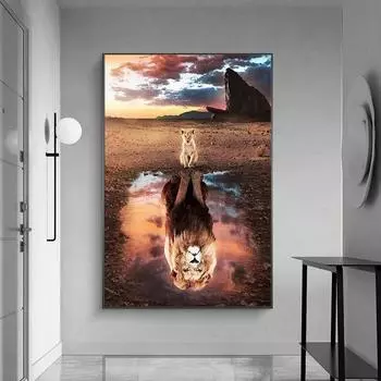 Плакаты и принты с животными, кот, тигр, лев, мышление, мотивационная картина на холсте Cudros для современной гостиной, домашний декор стен 21cm30cm NoFrame