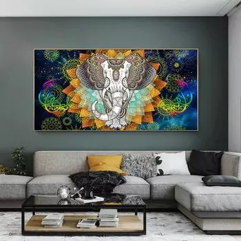 Плакаты и принты со слонами в национальном стиле, абстрактный узор, современный домашний декор, настенные художественные картины для гостиной, животные Куадрос 20cm40cm NoFrame
