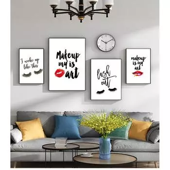 Плакаты, настенная картина для гостиной, без рамки, модный холст, искусство, красота, макияж, картина для девочек, красный постер для губ, декор для ресниц 21cm30cm NoFrame
