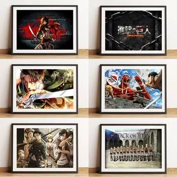 Плакаты японского аниме «Атака титанов», стены манги, художественные картины, детские комнаты, печатные изображения высокого разрешения 21cm30cm NoFrame