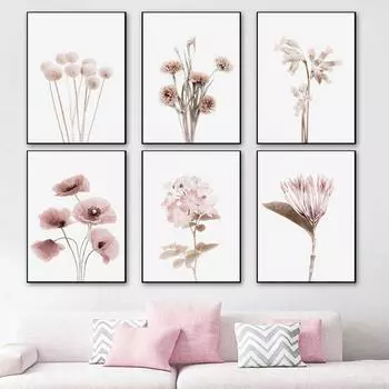 Плакаты с растениями и цветами и галерея эстампов, скандинавская картина маслом для гостиной, украшения дома, фреска 21cm30cm NoFrame