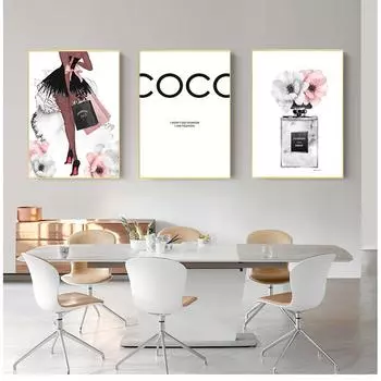 Плакаты с розовым пионом, настенные панно, домашний декор, постер, духи, абстрактная живопись, цитаты, флакон духов, настенное искусство, холст 21cm30cm NoFrame