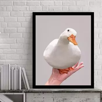 Плакаты с уткой на ладони, забавные картины на холсте, современный принт, настенный художественный декор, домашние фотографии 21x30cm No Framed