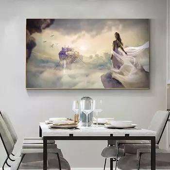 Плакаты с закатом и принтами, холст, картина с животными, настенные панно для гостиной, интерьер, домашний декор, без рамки 21*30cm