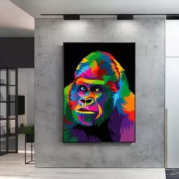 Плакаты с животными и принты, картина маслом, абстрактная картина на холсте с изображением гориллы, собаки, настенные панно для гостиной, Quadro, домашний декор 21cm30cm NoFrame