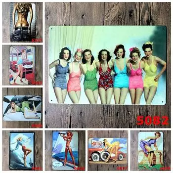 Плакаты сексуальные девушки оловянная живопись персонализированные фотографии КТВ спальня украшение отеля