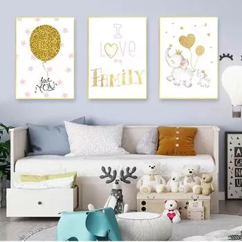 Плакаты со слонами, розовая звезда, настенные панно, декор для комнаты для девочек, Лебедь, холст, картина, балет, настенный художественный постер, детский принт, мультяшный принт 21cm30cm NoFrame