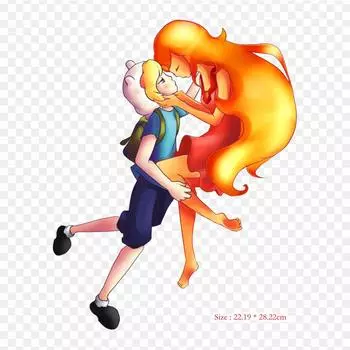 Пламенная принцесса и Финн Финн, человеческая огненная принцесса, термопереносная печать, виниловые нашивки, наклейки для одежды, аппликации «сделай сам», моющиеся нашивки