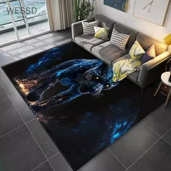 Пламя Леопардовый Ковер Черный 3D Напольный Ковер Животное Тигр Ковер Гостиная Домашний Большой Коврик Для Ванной Комнаты Волк Ковер Для Игровой Комнаты 40x60cm 1pcs