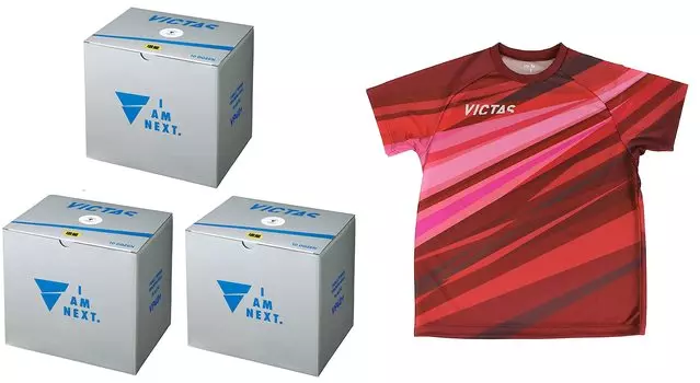 План настольного тенниса VICTAS 90th Anniversary, тренировочный мяч для настольного тенниса, 10 дюжин, 10 мячей, дополнительная коробка x 3 коробки, реплика, красный размер M x 1 098516 VP40+ и футболка