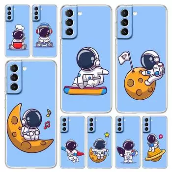 Planet Cute Astronaut Phone Case For Samsung Galaxy S22 5G S20 Ultra S21 FE 5G S10E S9 S8 S10 Plus Note 20 10 Soft Clear Cover Samsung S8