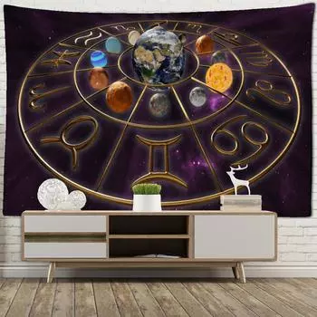 Планета Компас Гобелен Настенный Психоделический Вселенная Богемный Тапиз Колдовство Комната Искусство Домашний Декор 95x70cm