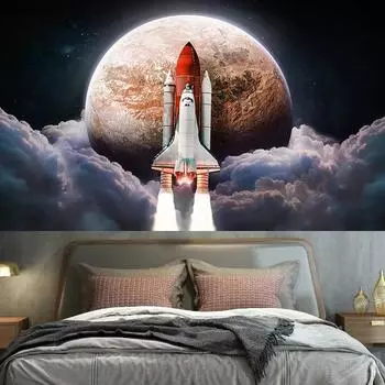 Планета ракета космонавт гобелен украшение стены фон ткань спальня гостиная дом 100x75cm
