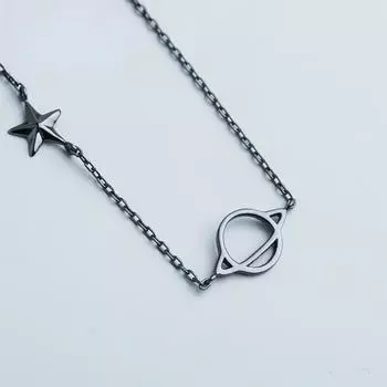 Планета Сатурн Вселенная Черная Звезда Персонализированные Креативные Ожерелья Зажимы Цепи Женщины Корейский Стиль Женский Стиль