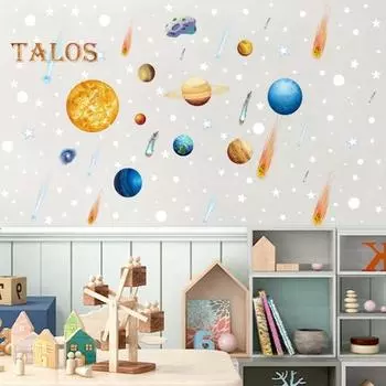 планета стикер стены светится в темноте клей водонепроницаемый ПВХ съемный гостиная детская спальня светящаяся солнечная система Метеор звезда украшение 4pcs