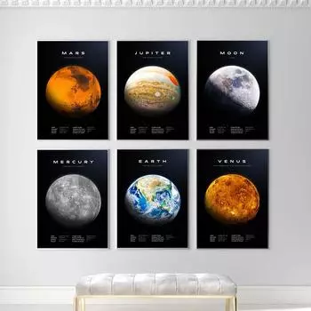 Планета Земля Юпитер Меркурий Венера Марс Луна постеры и принты настенная живопись на холсте настенные панно для декора гостиной 21x30cm No Framed