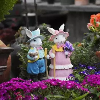 Планировка патио на открытом воздухе, креативный смоляной сад, украшение кролика, газон, детский сад, балкон, ландшафтное украшение, фен-шуй