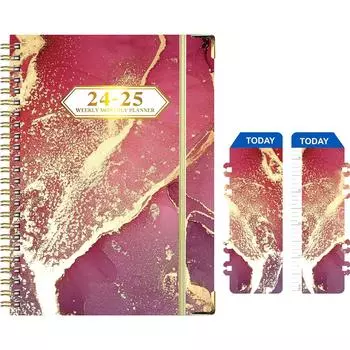 Планировщик 2024-2025 гг. - июль 2024 г. - июнь 2025 г., Планировщик 2024-2025 гг., еженедельный и ежемесячный планировщик 2024-2025 гг., формат A5, этикетки, твердый переплет, задний карман One Size