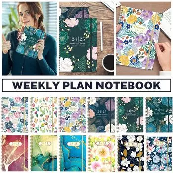 Планировщик 2024-2025 гг. - июль 2024 г. - июнь 2025 г., Планировщик 2024-2025 гг., еженедельный и ежемесячный планировщик 2024-2025 гг., формат A5, этикетки, твердый переплет, задний карман One Size