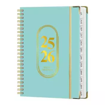 Планировщик 2025-2026 гг. - еженедельный и ежемесячный планировщик на спирали, - 2025 - 2026 гг., твердый переплет, календарь-планировщик One Size