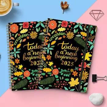 Планировщик 2025 года, блокнот с плотной бумагой, чернила, герметичные, двусторонние, для записи, отслеживания встреч, блокнот сзади