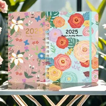 Планировщик на 2025 год, ежемесячный, еженедельный календарь, мотивирующие цитаты, справочные календари, обложка из искусственной кожи, блокнот F