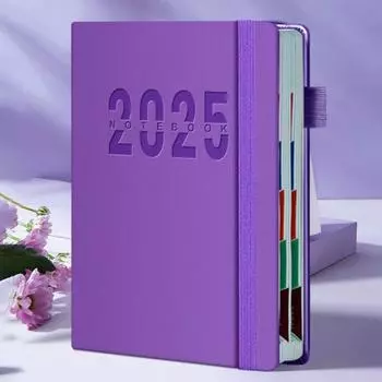 Планировщик расписания на 2025 год. Организация на месяц и неделю. Записная книжка с эластичной веревкой. Обложка из искусственной кожи. Планировщик. English books чёрный