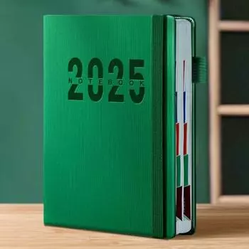 Планировщик расписания Yousheng 2025 на год, ежемесячная еженедельная организация, блокнот с эластичной веревкой, обложка из искусственной кожи, планировщик English books зелёный