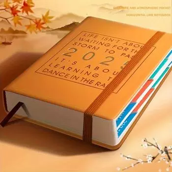 Планировщик в твердом переплете на 2025 год — 12 месяцев (Янв-Дек) Еженедельная и ежемесячная повестка дня с наклейками, бумага плотностью 100 г/м, органайзер для ежедневного планирования жёлтый