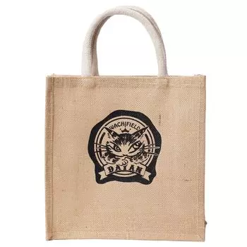 Planning and Manufacturing T2O Tote Bag M Size A4 Document Cat Cat Ladies Walking Tote Jute Natural [Wachifield] WTJJ-02B
