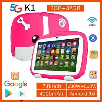Планшет BDF 5G WiFi K1, 7 дюймов, детский планшетный ПК, Android 9,0, планшетный ПК, 32 ГБ, красивый дизайн, обучающий развлекательный подарок для детей