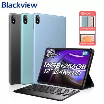Планшет Blackview Tab 18, 12 дюймов, 8 ГБ + 256 ГБ, 16 МП, 2,4K, FHD+, дисплей, 8800 мАч, аккумулятор Widevine L1, MTK Helio G99, 33 Вт only tablet синий