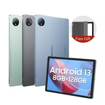 Планшет Blackview Tab 80 Android 13 8 ГБ 128 ГБ 10,1-дюймовый HD-дисплей T606 Восьмиядерный процессор 7680 мАч 2,4G/5G Wi-Fi 13-мегапиксельная задняя камера Планшет 4G