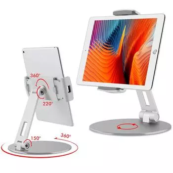 Планшет Viozon, совместимый с планшетами дюймового размера, с регулируемым углом поворота и алюминиевой настольной вертикальной подставкой, стабильный и долговечный для онлайн-встреч,