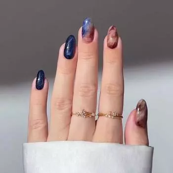 Планшеты для дизайна ногтей Tie-Dye Haze Feeling Носимые планшеты для ногтей Съемные планшеты для дизайна ногтей 24 штуки разноцветных накладных ногтей Smudge-Dye