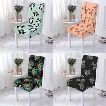 Чехол на стул в стиле «растение-зверь» Чехлы для стульев на кухню Чехол на стул для кухни Чехол на стул с рисунком «цветы-панда» Чехлы для стульев для столовой и дома 1PCS