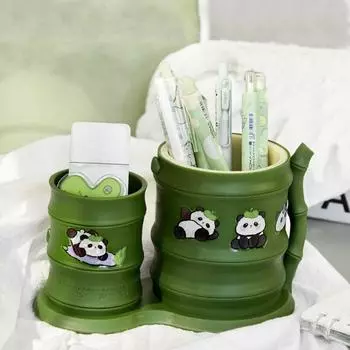 Plant Appearance Cartoon Pen Case Cute Makeup Brush Box Convenient Panda Pen Holder Office зелёный