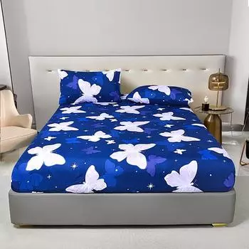 Plant Cashmere Printed Sheet Is Tasted The Fitted 360 Degree Bed with Elastic Cover Skin Friendly Soft Mattress 200x220 180x200 Only 2 pillowcases