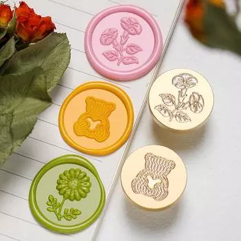 Plant Flowers Wax Seal Stamp Classic Sealing Wax Stamps Wedding Cards Decor Of Knit Rose Daisy Clover Tulips