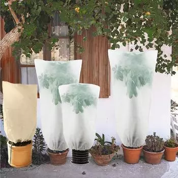 Plant Frost Protection Cover Winter Plant Antifreeze Bag Coldproof Windproof Insulation for Courtyard Garden Plant Potted Bonsai 60x80cm белый