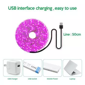 Plant Light Grow LED Strip 5V USB LED 1-5m Full Spectrum LED Chip For Greenhouse Flower Seedling Grow Tent Hydroponic 0.5m